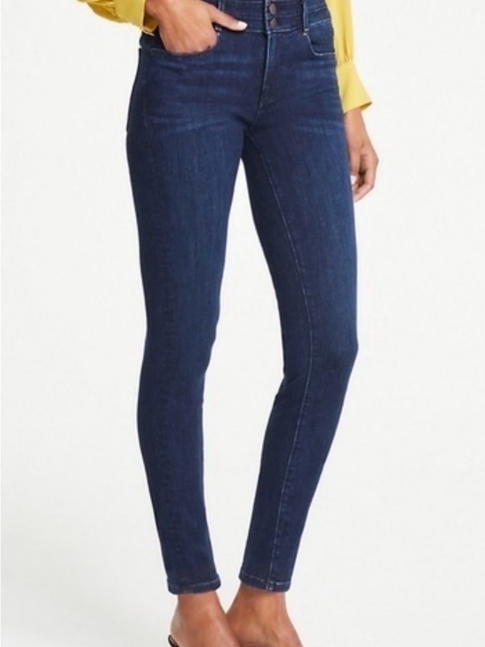 Ann Taylor The Skinny 3 button HR dark wash denim jeans size 8 NWT